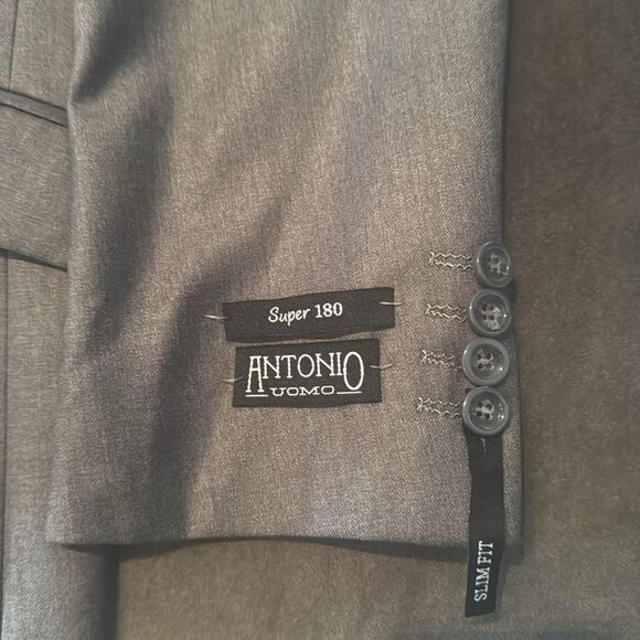 Men’s Antonio Uomo Gray Slim Fit Formal 3 Piece Suit Size 46 Jacket 40 Pants NEW - Picture 8 of 15